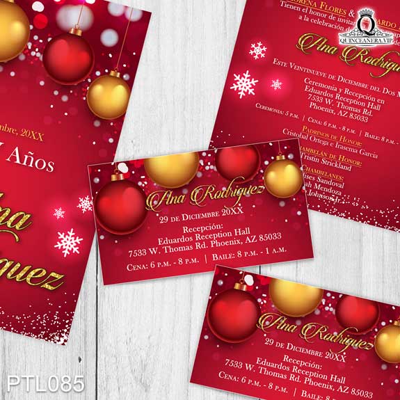 Invitaciones de Quinceañera de Navidad Esferas PTL085 - PTL085