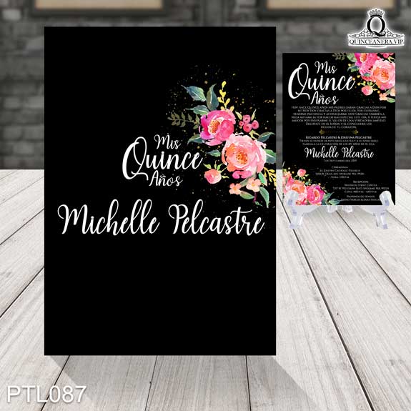 Invitaciones de Quinceañera de Flores Rosas PTL087 - PTL087