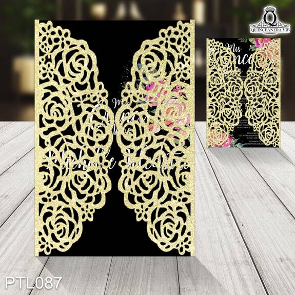 Invitaciones de Quinceañera de Flores Rosas PTL087 - PTL087