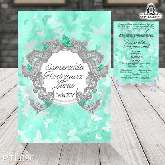Invitaciones de Quinceañera de Mariposas Ornamentos PTL090 - PTL090