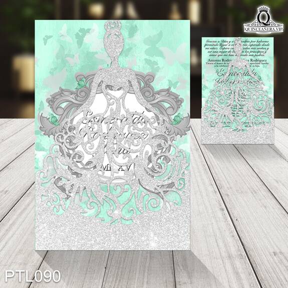 Invitaciones de Quinceañera de Mariposas Ornamentos PTL090 - PTL090