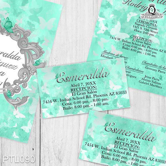 Invitaciones de Quinceañera de Mariposas Ornamentos PTL090 - PTL090