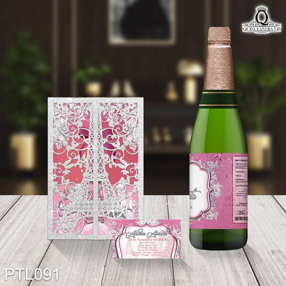 Invitaciones de Quinceañera de Torre Eiffel Emblema PTL091 - PTL091