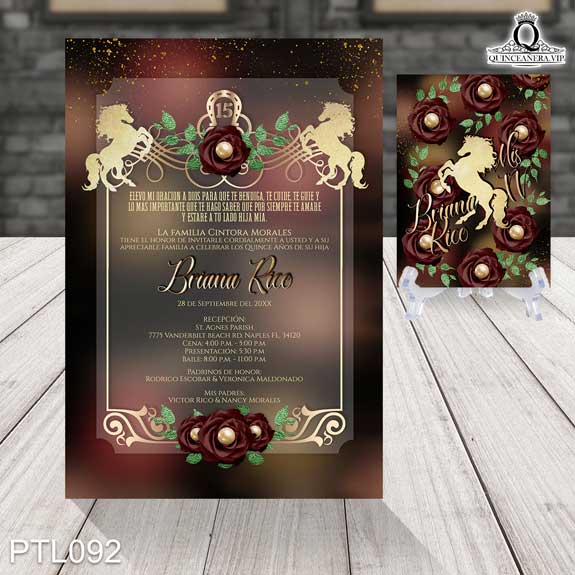 Invitaciones de Quinceañera de Vaqueras Caballo PTL092 - PTL092