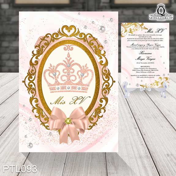 Invitaciones de Quinceañera de Coronas Perlas PTL093 - PTL093