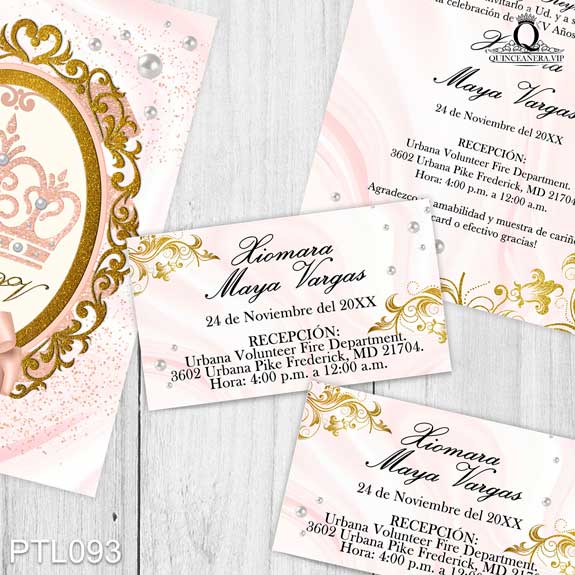 Invitaciones de Quinceañera de Coronas Perlas PTL093 - PTL093