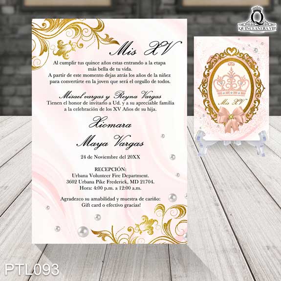 Invitaciones de Quinceañera de Coronas Perlas PTL093 - PTL093
