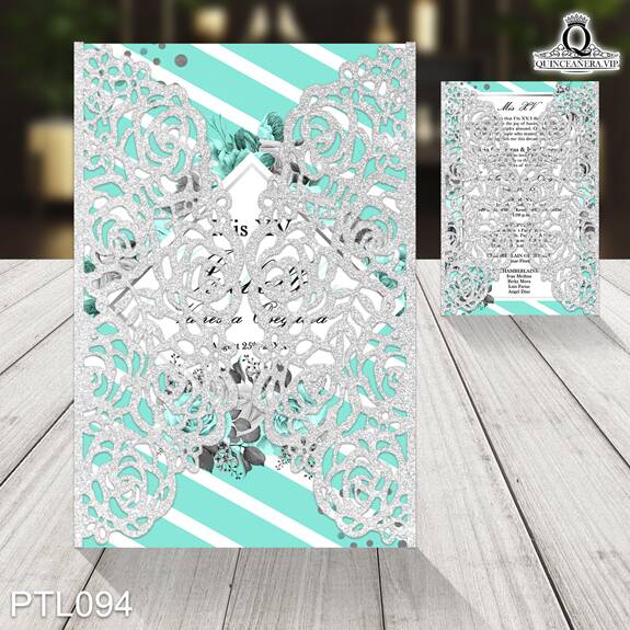 Invitaciones de Quinceañera de Flores Rayas PTL094 - PTL094