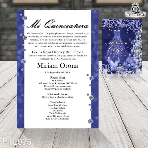 Invitaciones de Quinceañera de Glamurosa zapatillas PTL095 - PTL095