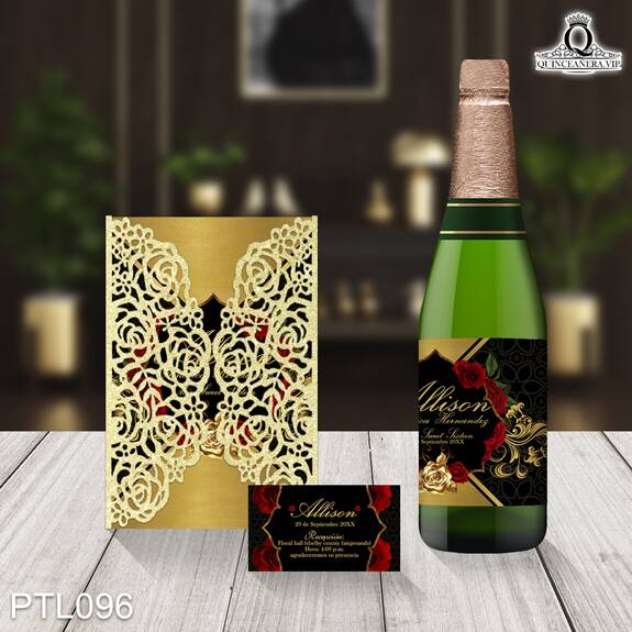 Invitaciones de Quinceañera de Oro y rosa PTL096 - PTL096