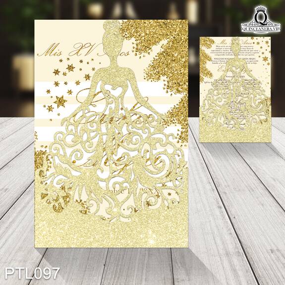 Invitaciones de Quinceañera de Glitter Rayas PTL097 - PTL097