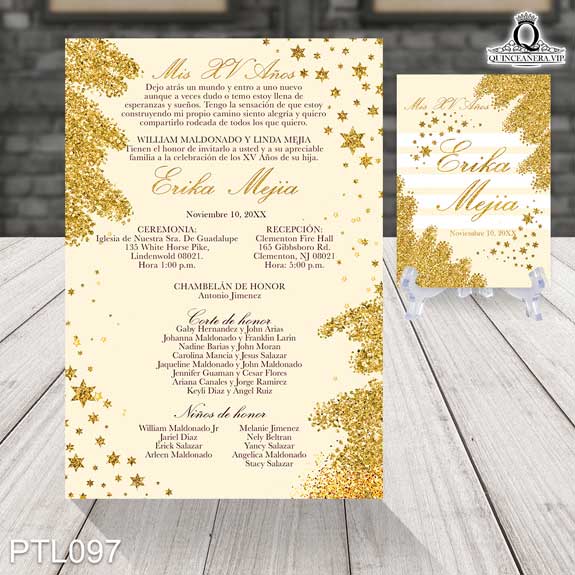 Invitaciones de Quinceañera de Glitter Rayas PTL097 - PTL097