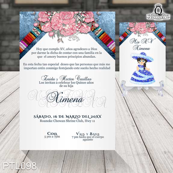 Invitaciones de Quinceañera de Mona Charra PTL098 - PTL098