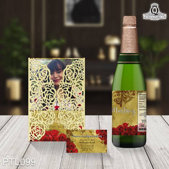 Invitaciones de Quinceañera de Flores Rosas Clásicas PTL099 - PTL099