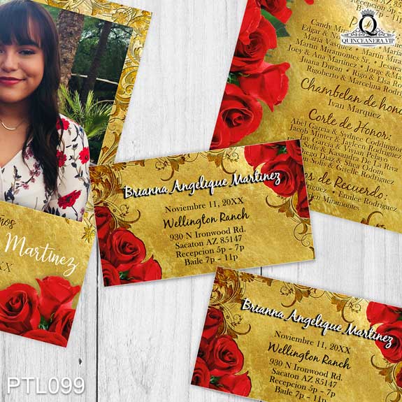 Invitaciones de Quinceañera de Flores Rosas Clásicas PTL099 - PTL099
