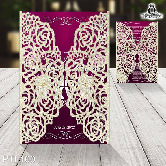 Invitaciones de Quinceañera de Flores Ornamentos PTL100 - PTL100