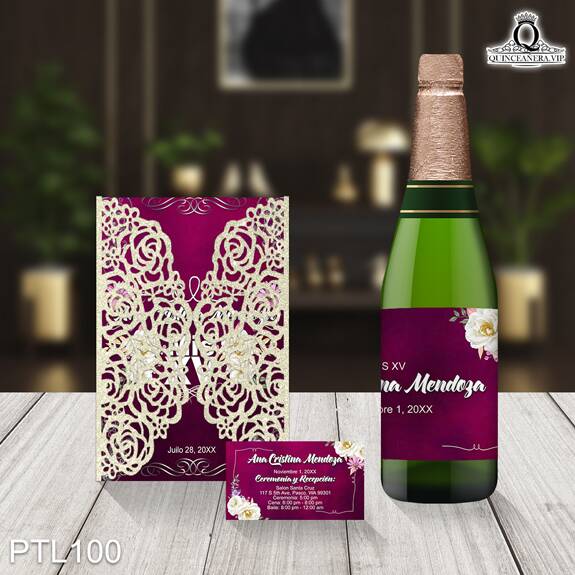 Invitaciones de Quinceañera de Flores Ornamentos PTL100 - PTL100