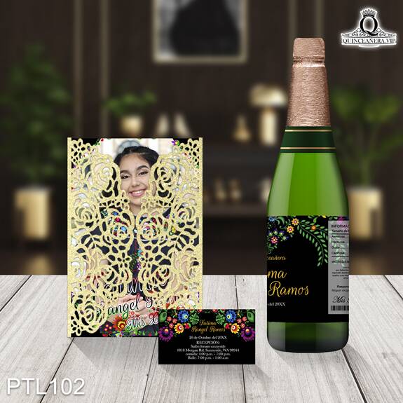 Invitaciones de Quinceañera de Fiesta Mexicana Flores PTL102 - PTL102