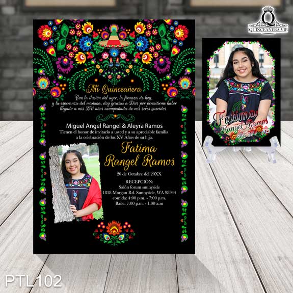 Invitaciones de Quinceañera de Fiesta Mexicana Flores PTL102 - PTL102