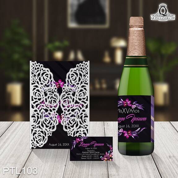 Invitaciones de Quinceañera de Glamurosa flores PTL103 - PTL103