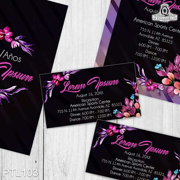 Invitaciones de Quinceañera de Glamurosa flores PTL103 - PTL103