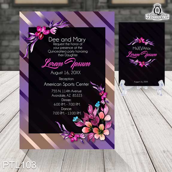 Invitaciones de Quinceañera de Glamurosa flores PTL103 - PTL103
