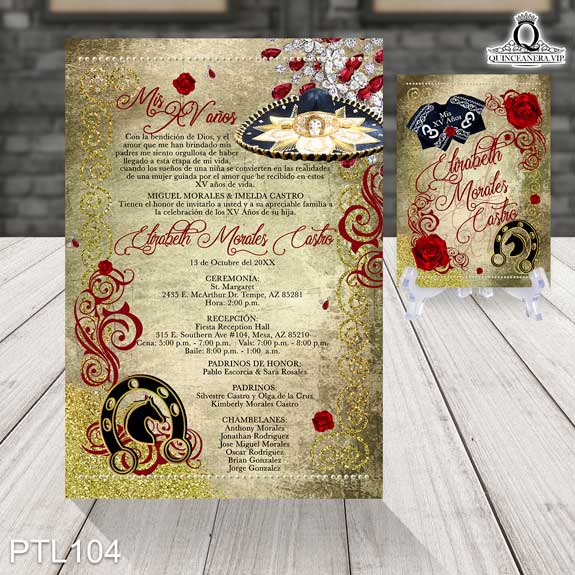 Invitaciones de Quinceañera Vaquera Charra PTL104 - PTL104