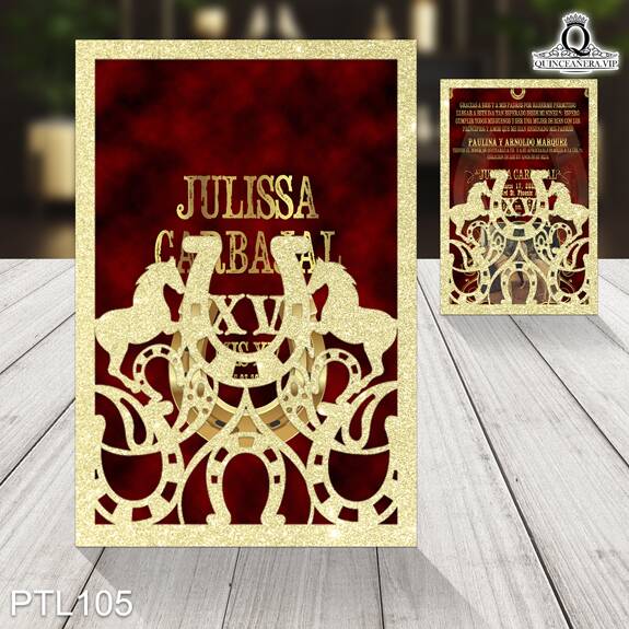 Invitaciones de Quinceañera de Vaqueras herradura PTL105 - PTL105