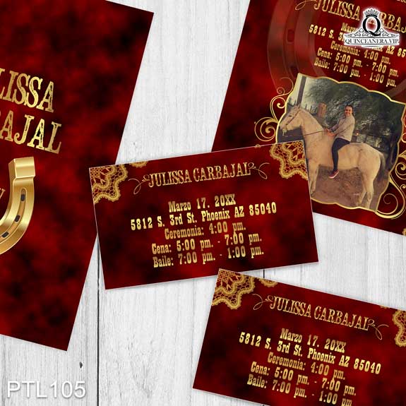 Invitaciones de Quinceañera de Vaqueras herradura PTL105 - PTL105