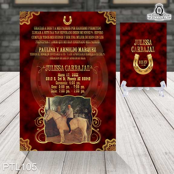 Invitaciones de Quinceañera de Vaqueras herradura PTL105 - PTL105
