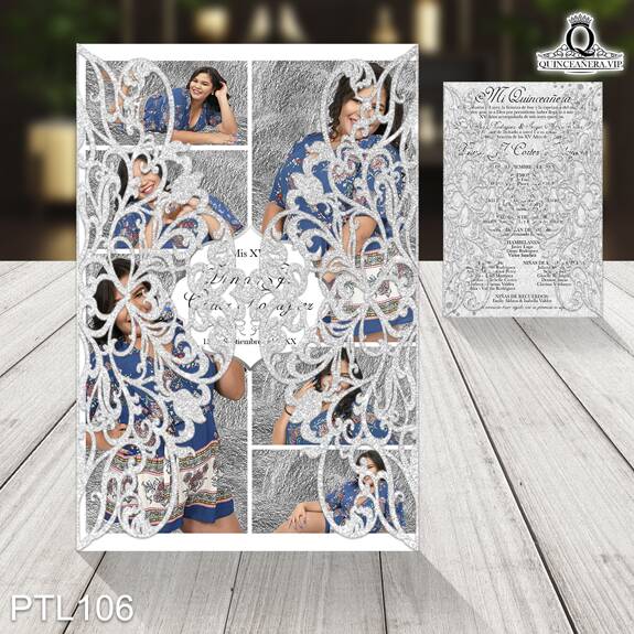 Invitaciones de Quinceañera de Glamurosa damask PTL106 - PTL106