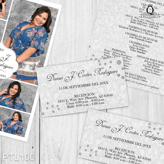 Invitaciones de Quinceañera de Glamurosa damask PTL106 - PTL106