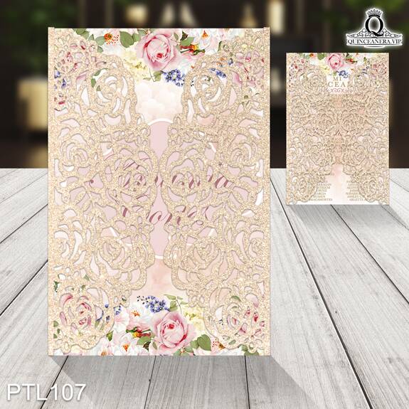 Invitaciones de Flores rosas PTL107