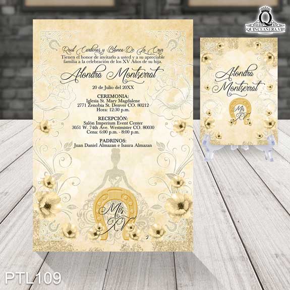 Invitaciones de Quinceañera de Vaqueras herraduras PTL109 - PTL109