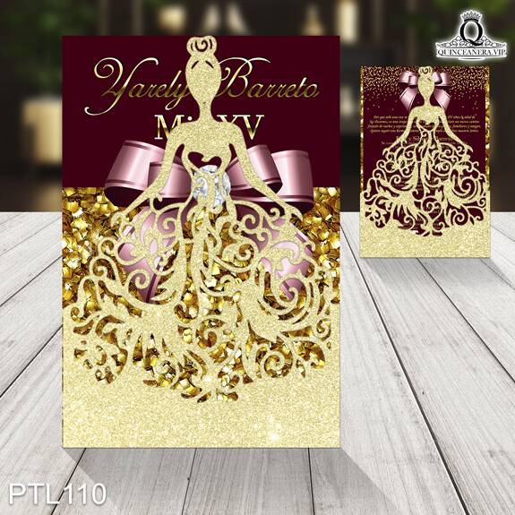 Invitaciones de Quinceañera de Glamurosa lazos PTL110 - PTL110