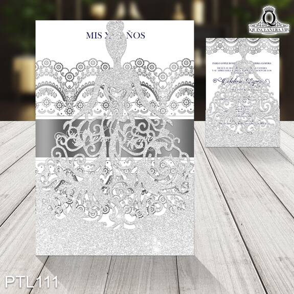 Invitaciones de Quinceañera de Glamurosa encaje PTL111 - PTL111