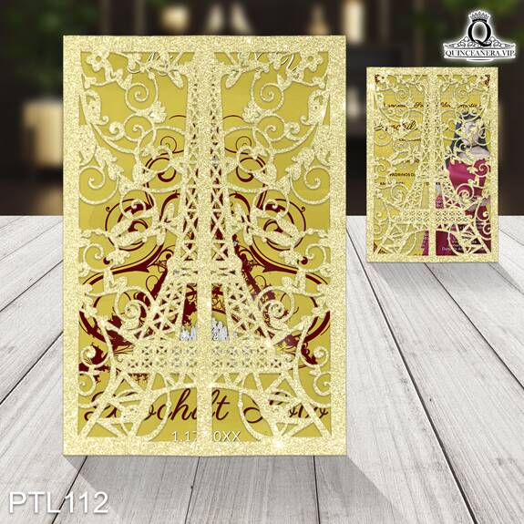 Invitaciones de Quinceañera de Torre Eiffel Diamantes PTL112 - PTL112