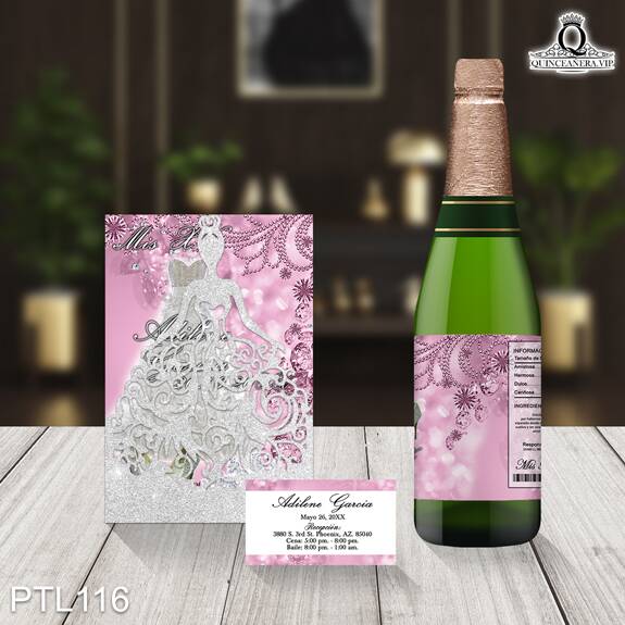 Invitaciones de Quinceañera Vestidos Zapatillas Coronas PTL116 - PTL116