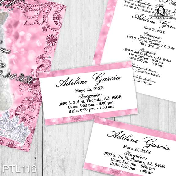 Invitaciones de Quinceañera Vestidos Zapatillas Coronas PTL116 - PTL116