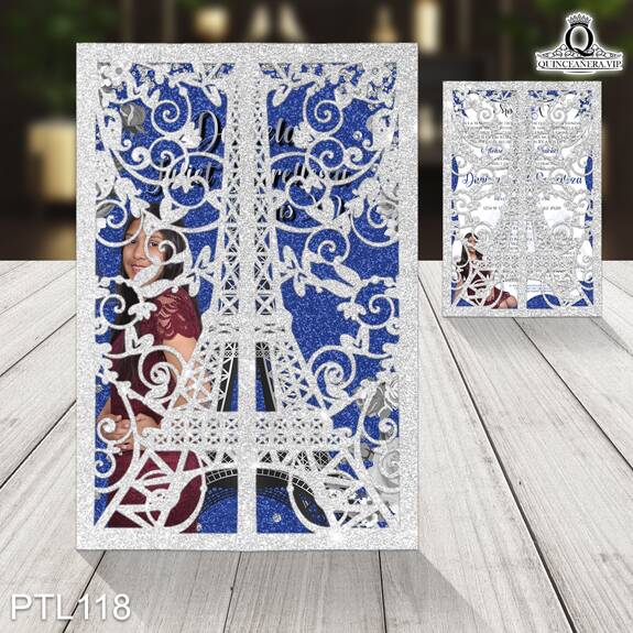 Invitaciones de Quinceañera de Torre de Paris Diamantes PTL118 - PTL118