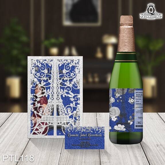 Invitaciones de Quinceañera de Torre de Paris Diamantes PTL118 - PTL118