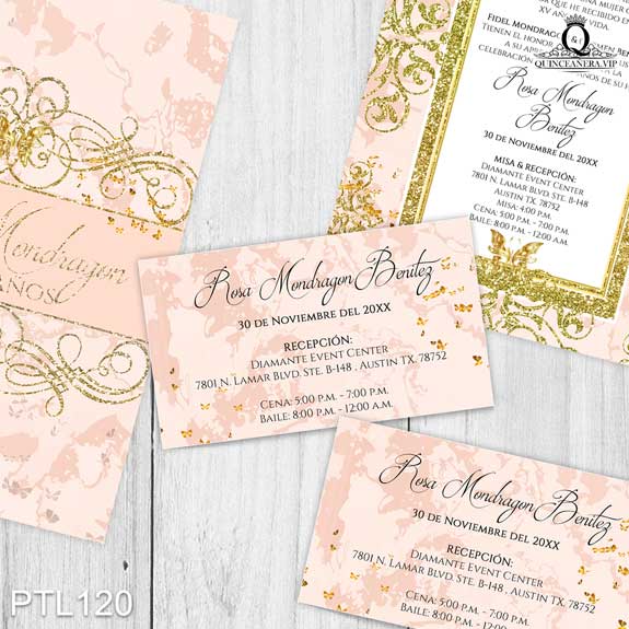 Invitaciones de Quinceañera de Glamurosa ornamentos  PTL120 - PTL120