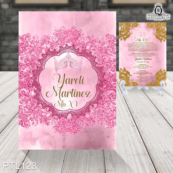Invitaciones de Quinceañera de Coronas Glitter PTL123 - PTL123