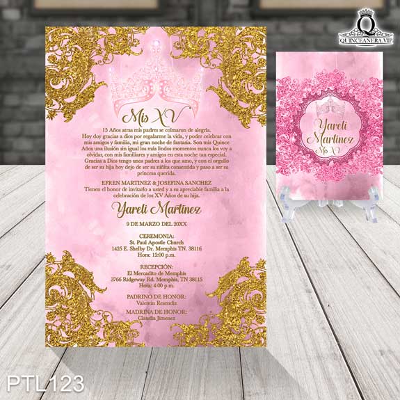 Invitaciones de Quinceañera de Coronas Glitter PTL123 - PTL123