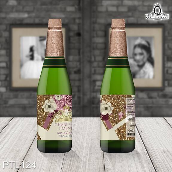 Invitaciones de Quinceañera Coronas Flores Brillantina PTL124 - PTL124