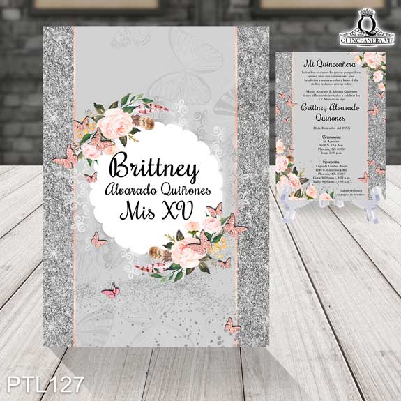 Invitaciones de Quinceañera de Mariposas Glitter PTL127 - PTL127