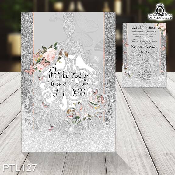 Invitaciones de Quinceañera de Mariposas Glitter PTL127 - PTL127