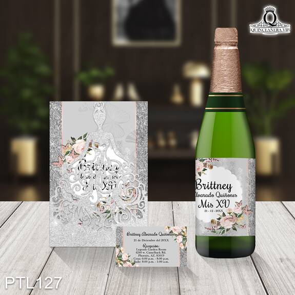 Invitaciones de Quinceañera de Mariposas Glitter PTL127 - PTL127