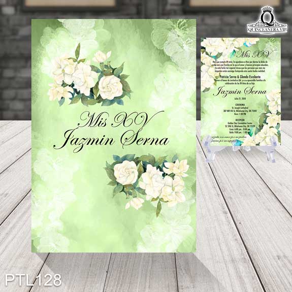 Invitaciones de Quinceañera de Flores jazmines PTL128 - PTL128