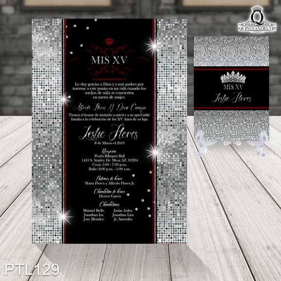 Invitaciones de Quinceañera de Glamurosa Coronas PTL129 - PTL129